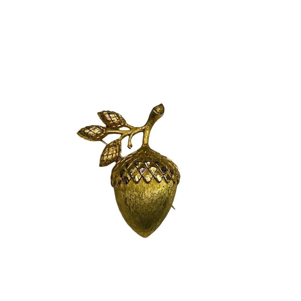 Vintage Mamselle Signed Gold Tone Acorn Brooch
